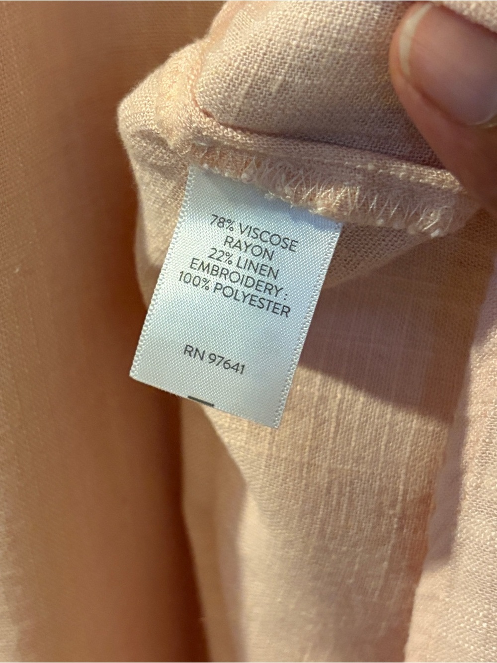 J Jill 1X Embroidered Linen Blend Dress Peach Brown Fall Boho Midi 3/4 Sleeve - Picture 6 of 11